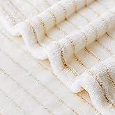 KORBLISS Super Soft Flannel Throw Blanket 50x60 Inches, Premium Gold Glitter Stripes Silky Fleece Lightweight Bed Blanket All Season Use, Ivory, 50"x60"