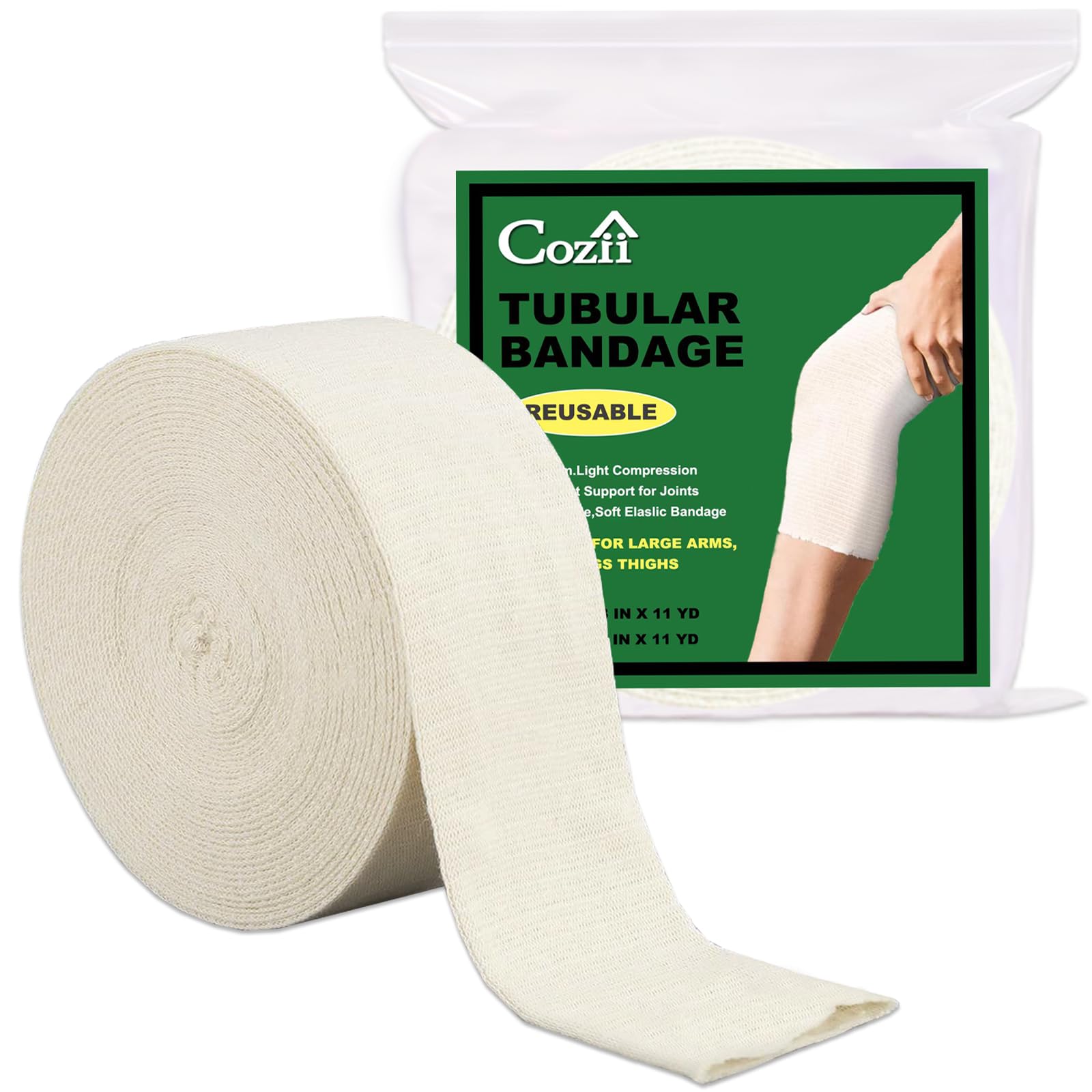 Photo 1 of Elastic Tubular Support Bandage, Stockinette Tubing for Arm, Legs, Knees, Compression Tube Bandage Roll for Tissue Support 4" x 11 yd (Size F)