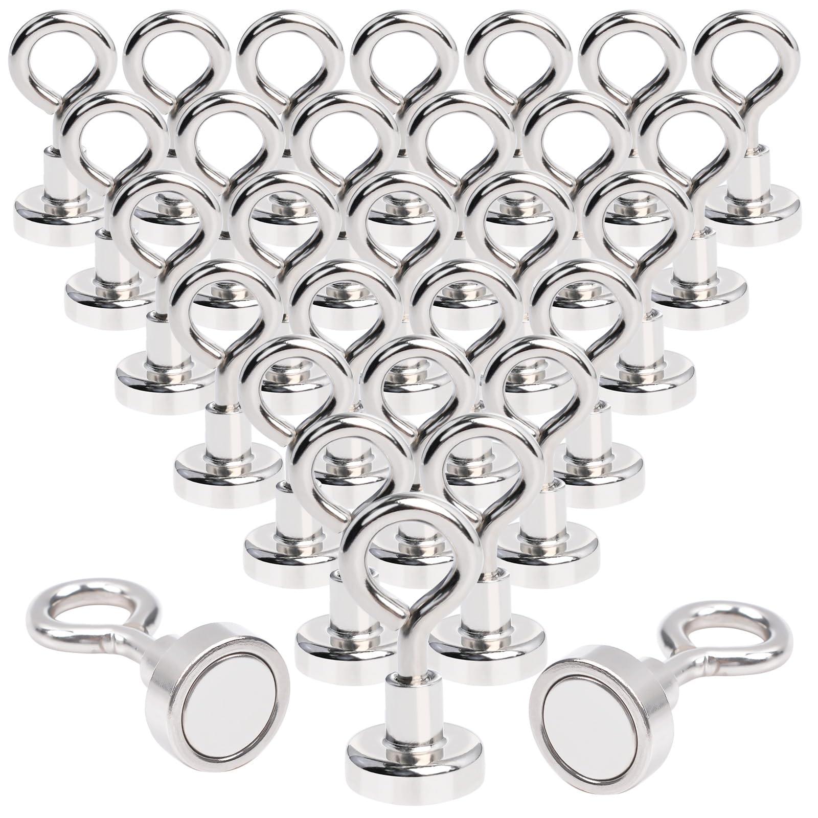 MIN CI 30 Pack Neodymium Magnetic Hooks, 22lbs Pull Force, Extra Strong 16mm Hooks for Cruise Cabins