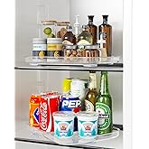 HIYOHIYO Clear Lazy Susan Organizer for Refrigerator Rectangular Fridge Turntable Organizers and Storage Pull Out & 360°Rotating for Cabinet, Pantry, Kitchen, Table, Bathroom (1-Pack 13.7"x10.2")