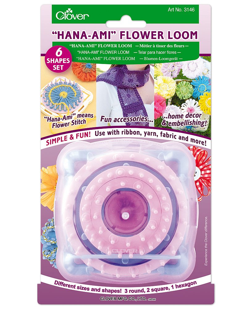 "HanaAmi" Flower Loom 6 Shape Set, Pink/Blue