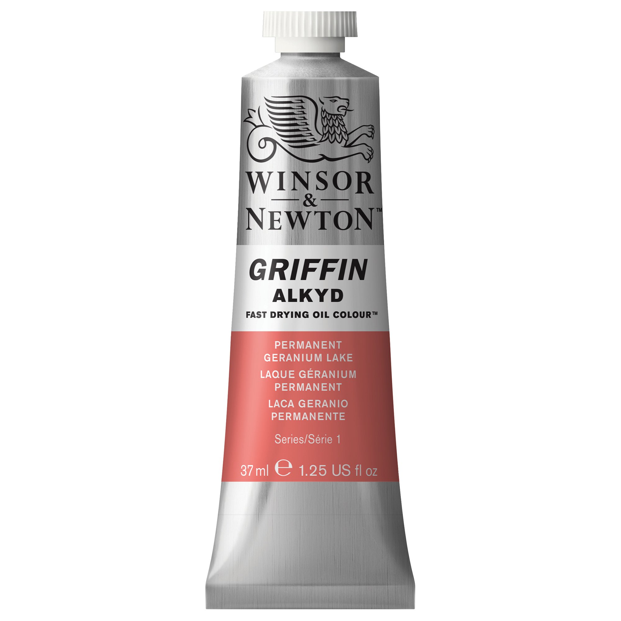 Winsor & Newton 1914480 Griffin 37ml Alkyd Fast Drying Oil Colour Tube - Permanent Geranium Lake