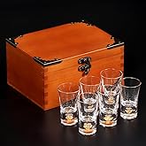 mwater Luxury Version Handmade Crystal 24K Gold Rimmed Shot Glasses,No Bubbles