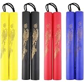 Wpxmer 4 Pack Foam Rubber Training Nunchucks, Martial Art Practice Sticks for Kids &amp; Beginners Training