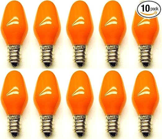 Cec Industries 7c7 Co 120v Orange Bulbs 120 V 7 W E12 Base C 7 Shape Box Of 10 Amazon Com
