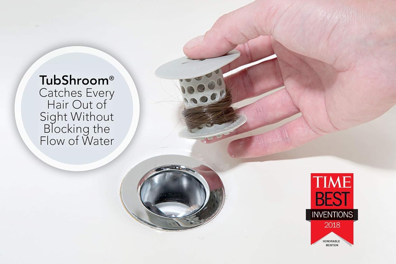 TubShroom the Revolutionary Tub Drain Protector Hair Catcher/Strainer/Snare, Gray: Home & Kitchen