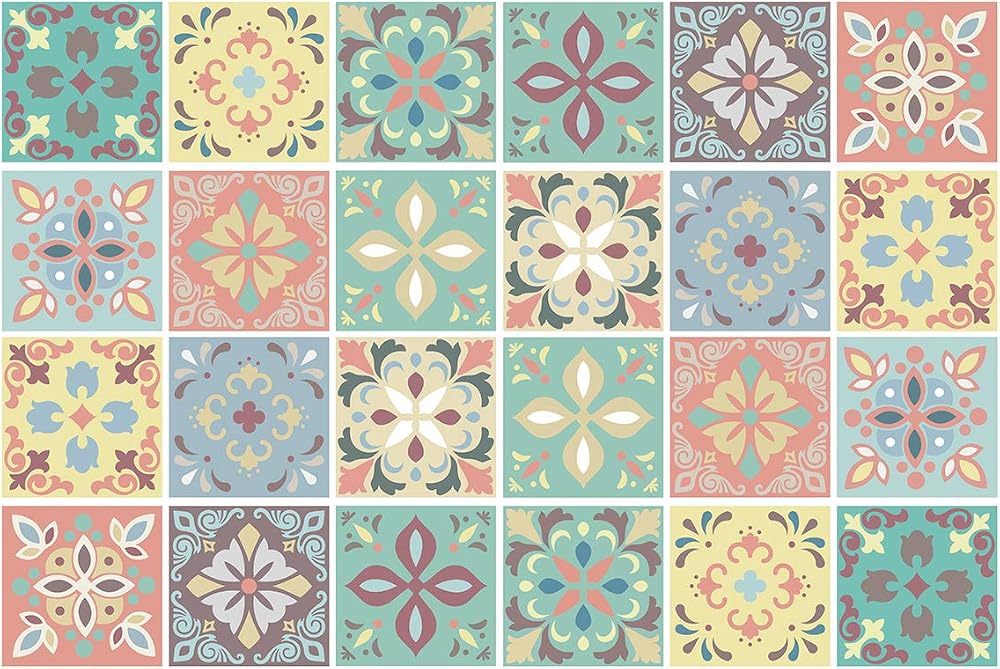 WALPLUS 24 Pcs 15x15 cm Self Adhesive Tile Stickers Marbella Backsplash