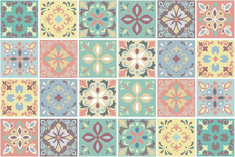 WALPLUS 24 Pcs 15x15 cm Self Adhesive Tile Stickers Marbella Backsplash