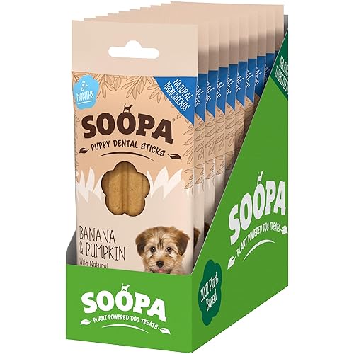 10 Pack Soopa Puppy (Banana & Pumpkin) Natural Dog Dental Sticks