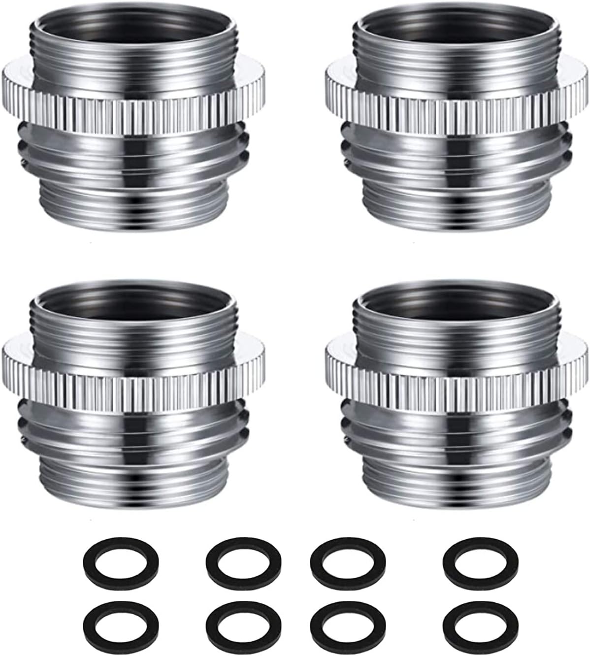 U/D 4 PCs Sink Garden Hose Adapter, Faucet to Hose Adapter, Multi-Thread Garden Hose Adapter, Faucet Adapter for Garden Hose for Female to Female and Male to Male, Chrome Plated