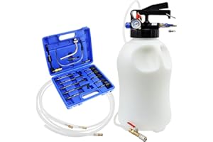 JoyFans 10L Pneumatic Transmission Fluid Pump Extractor and Dispenser, Gearbox Oil Transfer System Refill Fill Evacuator Tool Kit with 15PCS ATF Adapters for Most Garage Shop Vehicles