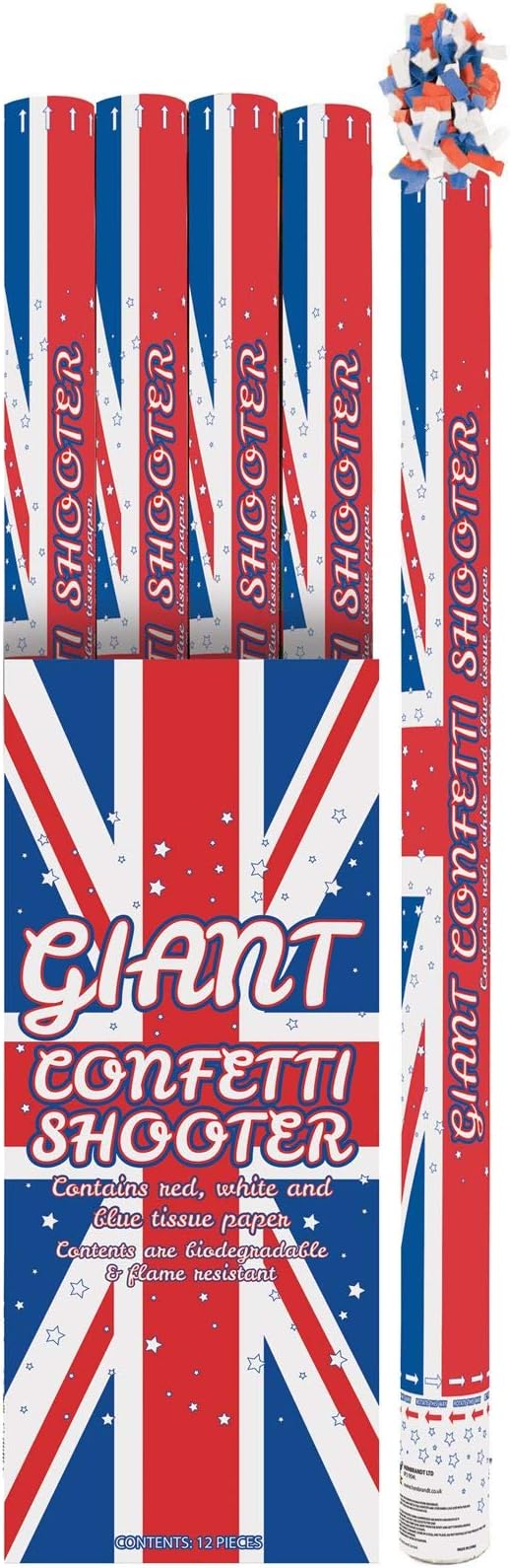 Hi FashionzHi Fashionz Union Jack Confetti Cannons Confetti Shooter Party Poppers Indoor and Outdoor Party Wedding Celebrations Union Jack 80 cm