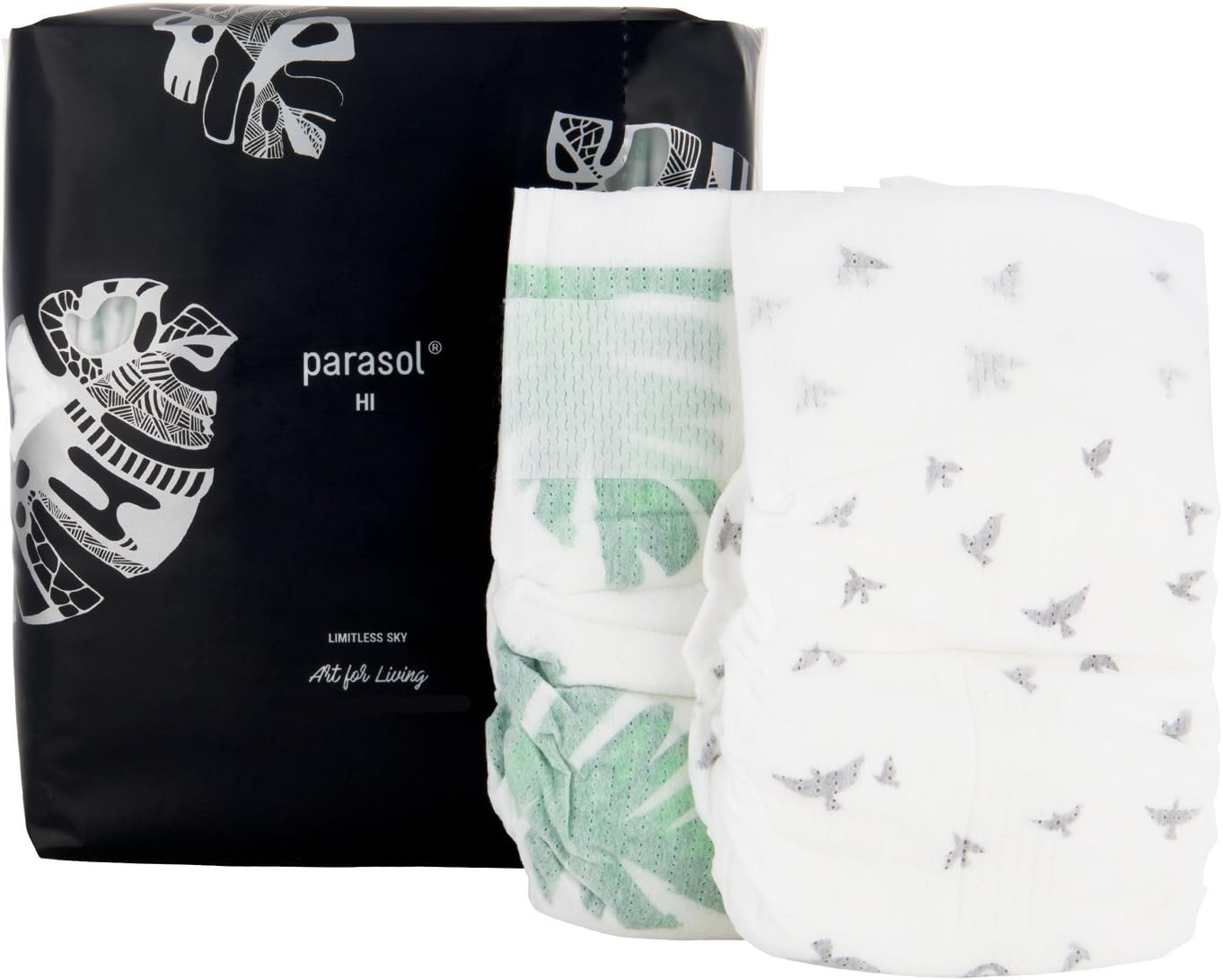 Parasol Natural Baby Diapers - Chlorine Free, Chemical Free, Hypoallergenic, Eco-friendly - Limitless Sky Collection -8 Packs of 18, Size 2 (144 Count)Total