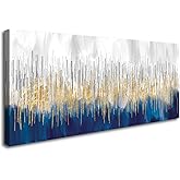 XXMWallArt FC3150 Abstract Wall Art Gold and Blue Canvas painting Artwork Painting Print for Living Room Bedroom Kitchen Home and Office Wall Decor