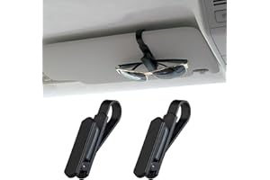 Yuoyar 2 Packs One Handed Operation Sunglass Holder - Sunglass Clip for Car Visor with Silicone Padded - Car Accessories for Holding Glasses (Black)