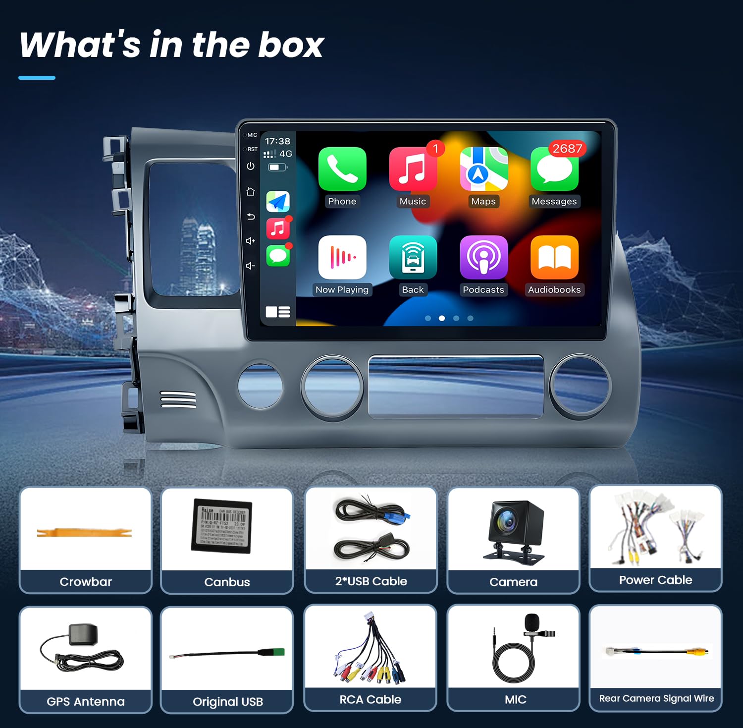 4 Core+64G ROM Car Radio Stereo for Honda Civic 2006 2007-2011: Android Car Radio with 10.1 Inch 1280x800 HD Touch Screen - Wireless CarPlay Android Auto Bluetooth 5G WiFi FM GPS SWC Backup Camera