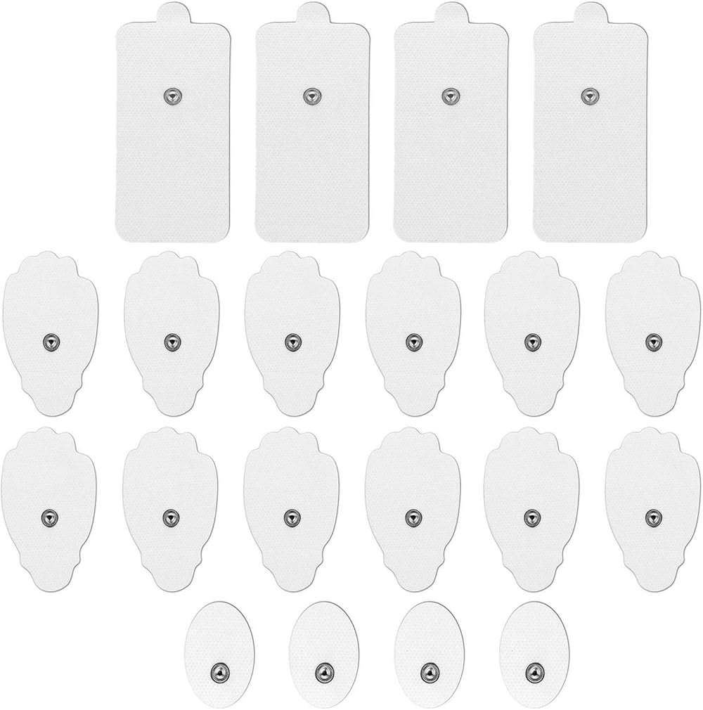LiteTour 20 Pieces TENS Electrodes 3.5mm Snap Small Medium Large Pads