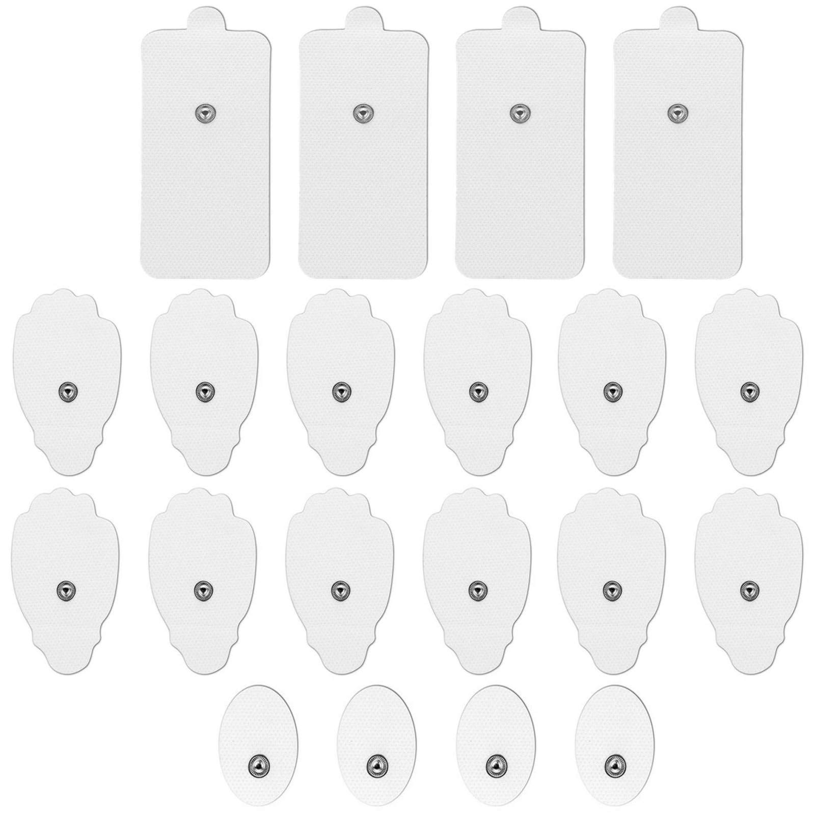 LiteTour 20 Pieces TENS Unit Replacement Pads TENS Electrodes with 3.5mm Snap - Self-Adhesive Pads in Small Medium Large Sizes for Targeting Multiple Body Areas - Compatible with Most TENS Devices