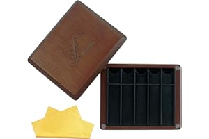 Rockhouse Wood Reed Case for Clarinet & Saxophone, Guard for Alto Tenor Sax Reeds Holder Organizer 10-Slot Storage Box with Cleaning Cloth, Brown
