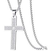 Rehoboth Men's Nail Lord's Prayer Cross Pendant Necklace for Men Women Stainless Steel Chain 24"