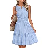 MEROKEETY Women's 2026 Summer Casual Mini Sundress Beach Vacation Sleeveless V Neck Flowy A Line Dress with Pockets