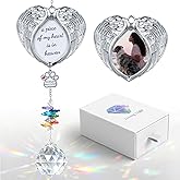 Pet Memorial Suncatcher, Dog Memorial Gift with Personalized Photo, Pet Loss Pet Sympathy Ornament with Unique Heart Shaped & Angel Wing Design, Dogs and Cats Remembrance Bereavement for Pet Lovers