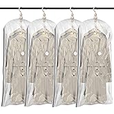 TAILI Hanging Vacuum Sealer Storage Space Saver Bags for Clothes, Suits, Coats or Jackets, 4 Pack Jumbo 53x27.6 Inches, Clear