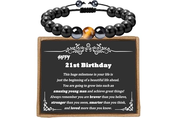 Happy 21st Birthday Gifts for Him, Adjustable Triple Protection Bracelet as 21 year old Birthday Gifts for Boys, 21st Bday Jewelry gift for 21 year old male