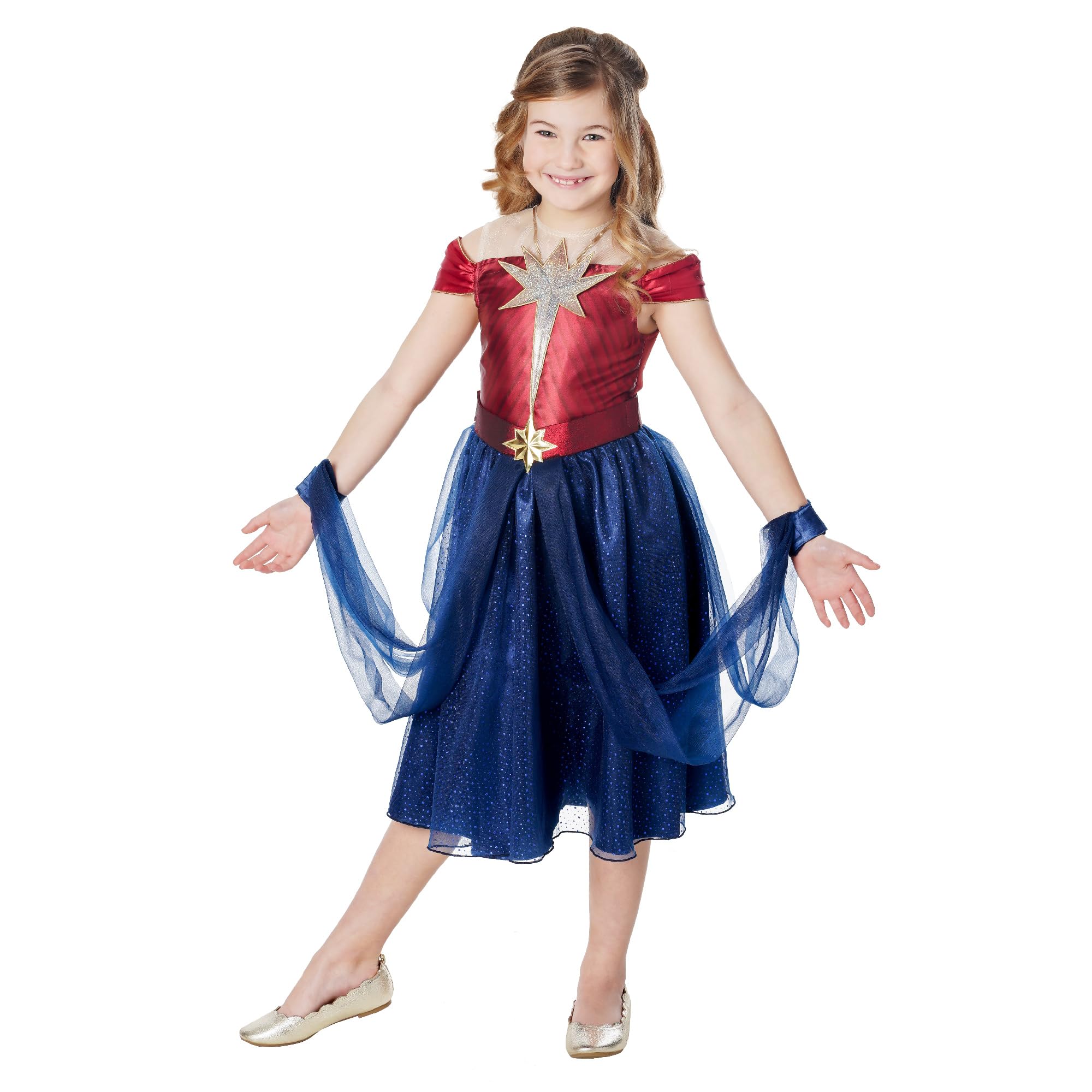 Rubies Official Captain Marvel Girls Dress, Size 3-4 Years Halloween Halloween