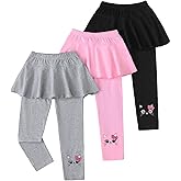 Aura Vane 3 Pack Girls Leggings Kids Clothes Toddler Girls Sweatpants Ruffle Skirt Pants Leggings with Skirt 3-7 Years