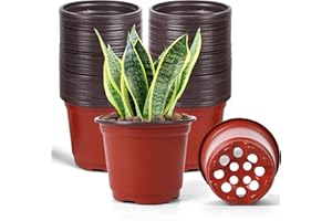 HECTOLIFE 100 Pcs 6 Inch Plant Nursery Pots,Plastic Seedling Pots,Seed Starting Pot Flower Plant Container for Succulents, Seedlings, Cuttings, Transplanting(Red)