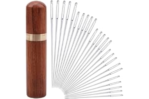 Embroidery, 25 Pcs Embroidery Needle for Hand Sewing, 5 Sizes Embroidery Needles Set with Wood Case for Storing Handmade Sewi