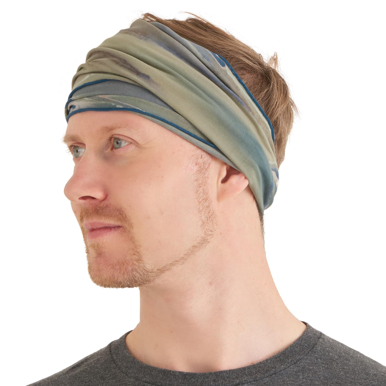Mens Tie Dye Bandana Headband - Womens Boho Bandana Japanese Hair Band Hippie Marble Dark Blue