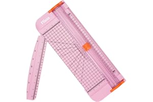 Flisin Paper Cutter,Portable Paper Slicer,12 Inch Paper Trimmer Scrapbooking Tool with Automatic Security Safeguard and Side Ruler for Craft Paper,A4 Paper,Coupon, Label and Cardstock (Pink)