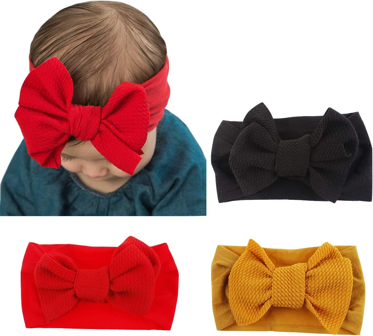 Baby Girl Nylon Bow Headband Knot Nylon Turban Elastic Head Wraps Hairband For Newborn Infant Toddle (Multicoloured 20)