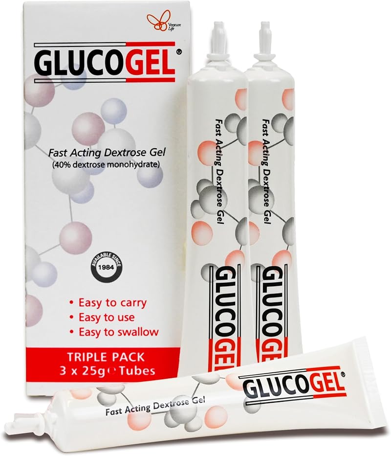 GlucoGel Glucose Energy Gel 10g Tube Pack of 3 Original Unflavoured