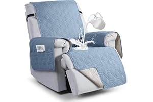 VANSOFY 100% Waterproof Recliner Chair Covers, Recliner Cover Non-Slip Dog Chair Cover Furniture Protector Washable Slipcover with Pocket, Elastic Straps for Pets, Dogs(Azuree, 30")