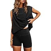 Nirovien Women 2 Piece Outfits Workout Sets Summer Matching Lounge Set Tunic Tops and Biker Short Sets
