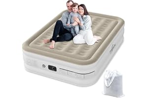 Sprinq Queen Air Mattress with Built in Pump, 18 inch Elevated Inflatable Airbed Quick Inflation/Deflation, Blow up Mattress for Home, Camping and Portable Travel