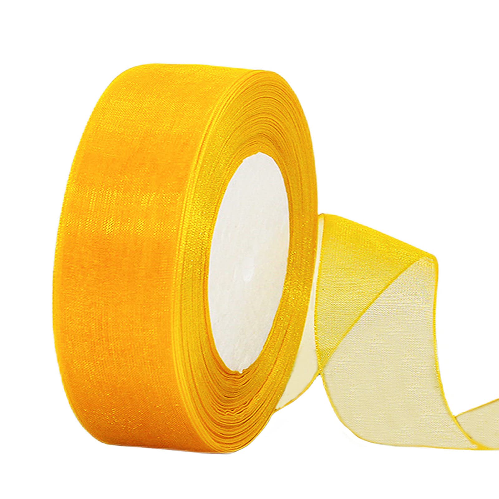 Sheer Wide Yellow Organza Chiffon Ribbon 38mm for Gift Wrapping,45m Clear Chiffon Ribbon Hair Ribbon Birthday Gift Wrap Ribbon Christmas Ribbon Organza for Crafting,Making Wreath Bows,Wedding Decor