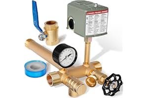 ONYLRAEP Pressure Tank Tee Kit 1"x 11" with 40-60psi Well Pressure Switch and Pressure Gauge Water Pressure Tank Kit, Brass, fit Most Tanks with Diameters up to 16"