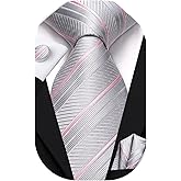 Dubulle Mens Paisley Striped Tie WOVEN Necktie for Men and Handkerchief Cufflinks Set Wedding Formal Business