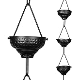 Monarch Rain Chains Aluminum Eastern Cup Black Rain Chains for Gutters &ndash; 8.5 ft Black Decorative Rainchain Outdoor Durable Heavy Duty Gutter Chain Downspout, Modern Rainchains for Outside