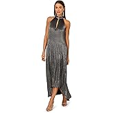 Adrianna Papell Womens Pleated Metallic Ankle Dress