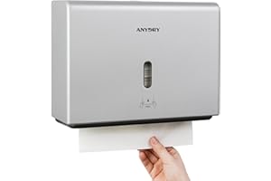 anydry Wall-Mounted Paper Towel Dispenser – Fits Tri-Fold Towels up to 10x3.1 Inches, Holds 200 Sheets, Ideal for Home & Commercial Use (Silver)