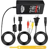Sirmpuna Power Cord and AV Cable for PS2, AC Power Adapter Charger Compatible with PlayStation 2 PS2 Slim A/C 70000 Gaming Console, Portable Safe Charging Replacement Set