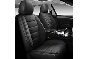 Isen-CoverAuto Full Coverage Faux Leather Car Seat Covers Full Set,Automotive Seat Covers for Cars,SUVs Pick-up Truck, Car Seat Cushion, Black Seat Covers for 5 Seats
