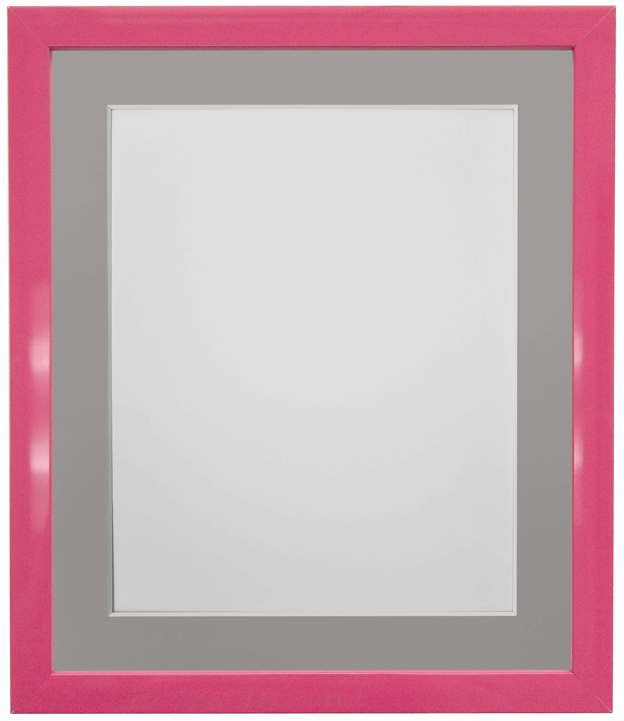 FRAMES BY POST 0.75 Inch Pink Picture Photo Frame With Dark Grey Mount 8 x 8 Image Size 5 x 5 Inch Plastic Glass