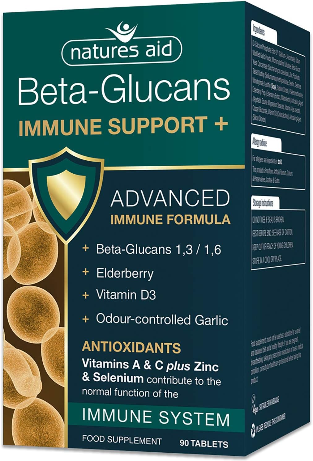 Natures Aid BetaGlucans Immune Support + 90 Tablets (Awardwinning