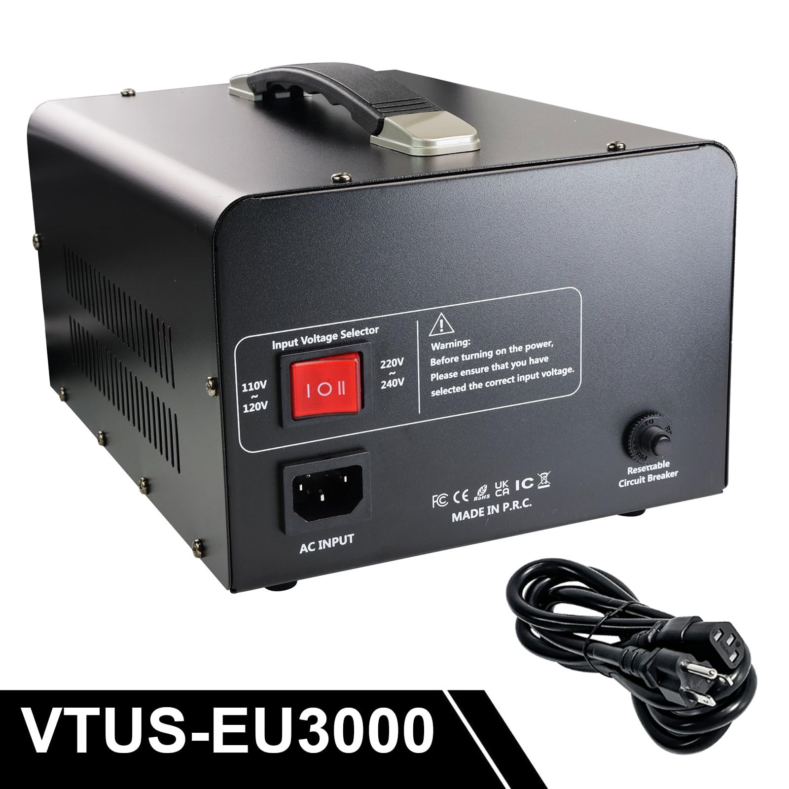 Yinleader 3000W Voltage Converter Transformer(110V to 220V,220V to 110V) Step Up/Down Converter 110/120 Volt - 220/240 Volt w/US Standard Power Cord,Circuit Breaker Protection (VTUS-EU3000)